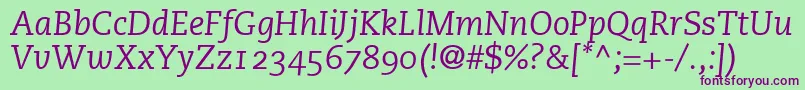 PmnCaecilia56ItalicOldstyleFigures Font – Purple Fonts on Green Background