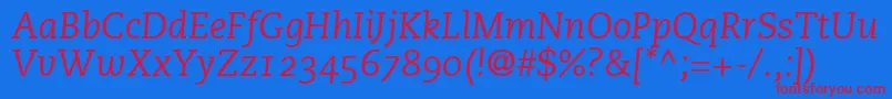 PmnCaecilia56ItalicOldstyleFigures Font – Red Fonts on Blue Background