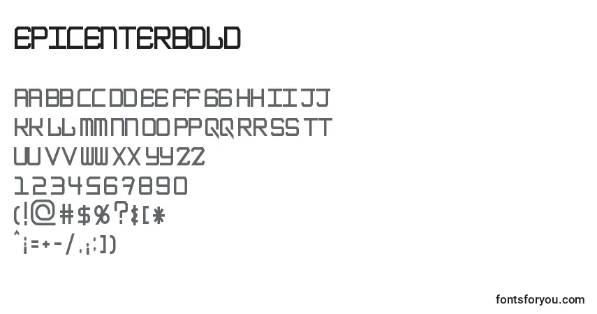 Schriftart EpicenterBold – Alphabet, Zahlen, spezielle Symbole