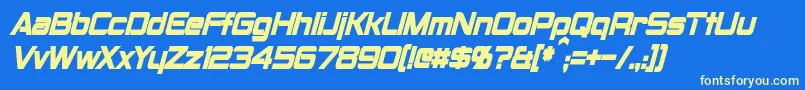 MontalbanCondensedBoldItalic Font – Yellow Fonts on Blue Background