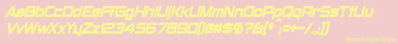 MontalbanCondensedBoldItalic-Schriftart – Gelbe Schriften auf rosa Hintergrund