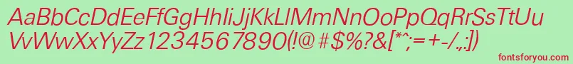 UltimateserialLightItalic Font – Red Fonts on Green Background