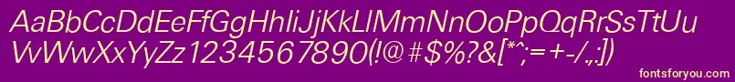 UltimateserialLightItalic Font – Yellow Fonts on Purple Background