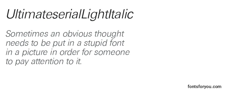 Review of the UltimateserialLightItalic Font