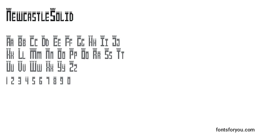 A fonte NewcastleSolid – alfabeto, números, caracteres especiais