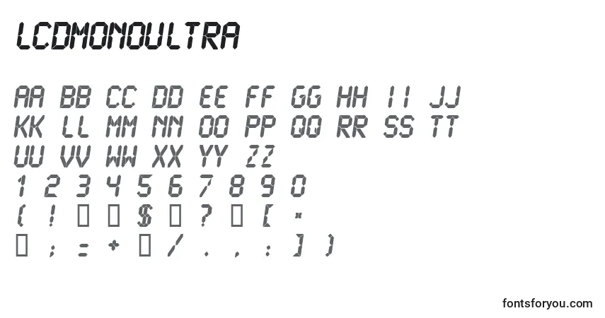 Шрифт LcdmonoUltra – алфавит, цифры, специальные символы