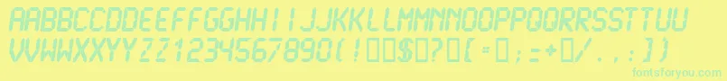 LcdmonoUltra-Schriftart – Grüne Schriften auf gelbem Hintergrund