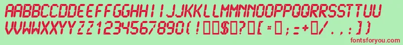 LcdmonoUltra-Schriftart – Rote Schriften auf grünem Hintergrund