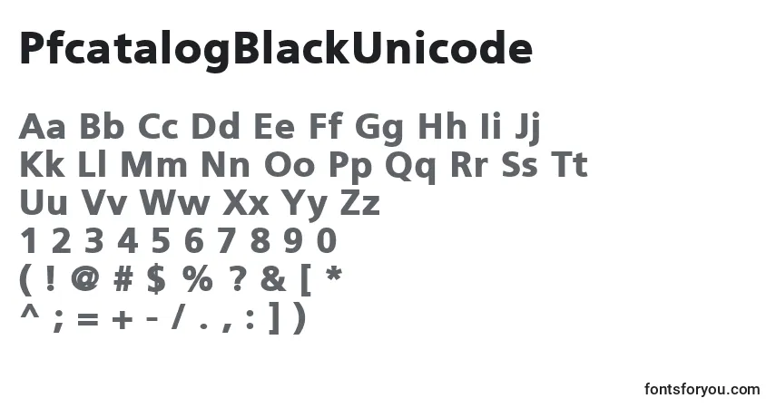 Czcionka PfcatalogBlackUnicode – alfabet, cyfry, specjalne znaki