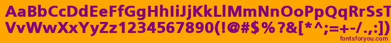 PfcatalogBlackUnicode-fontti – violetit fontit oranssilla taustalla