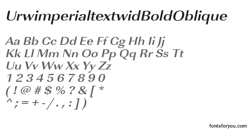 Czcionka UrwimperialtextwidBoldOblique – alfabet, cyfry, specjalne znaki