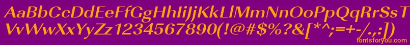 Fonte UrwimperialtextwidBoldOblique – fontes laranjas em um fundo violeta
