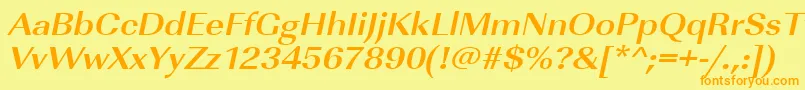 Fonte UrwimperialtextwidBoldOblique – fontes laranjas em um fundo amarelo