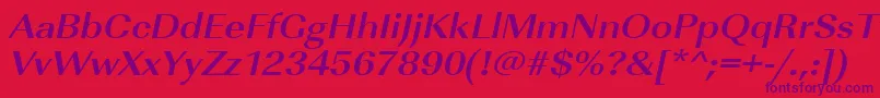 Czcionka UrwimperialtextwidBoldOblique – fioletowe czcionki na czerwonym tle