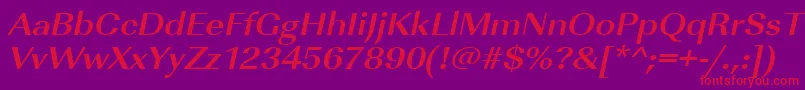Fonte UrwimperialtextwidBoldOblique – fontes vermelhas em um fundo violeta