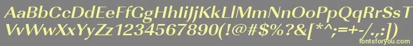 More about UrwimperialtextwidBoldOblique Font UrwimperialtextwidBoldOblique Font – Yellow Fonts on Gray Background