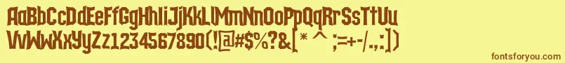 フォントATechnicscncDemibold – 茶色の文字が黄色の背景にあります。