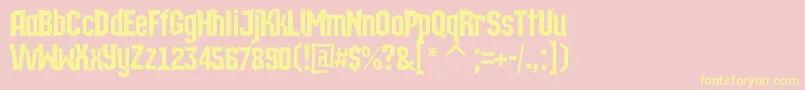 ATechnicscncDemibold-Schriftart – Gelbe Schriften auf rosa Hintergrund