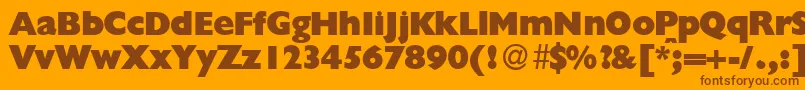 GillionblackdbNormal-fontti – ruskeat fontit oranssilla taustalla