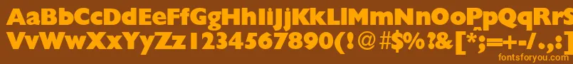 フォントGillionblackdbNormal – オレンジ色の文字が茶色の背景にあります。
