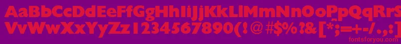 GillionblackdbNormal-fontti – punaiset fontit violetilla taustalla