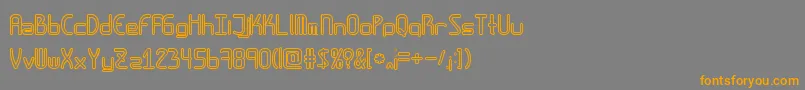 フォントAmplitudeshollowdigital – オレンジの文字は灰色の背景にあります。