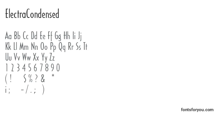 Шрифт ElectraCondensed – алфавит, цифры, специальные символы