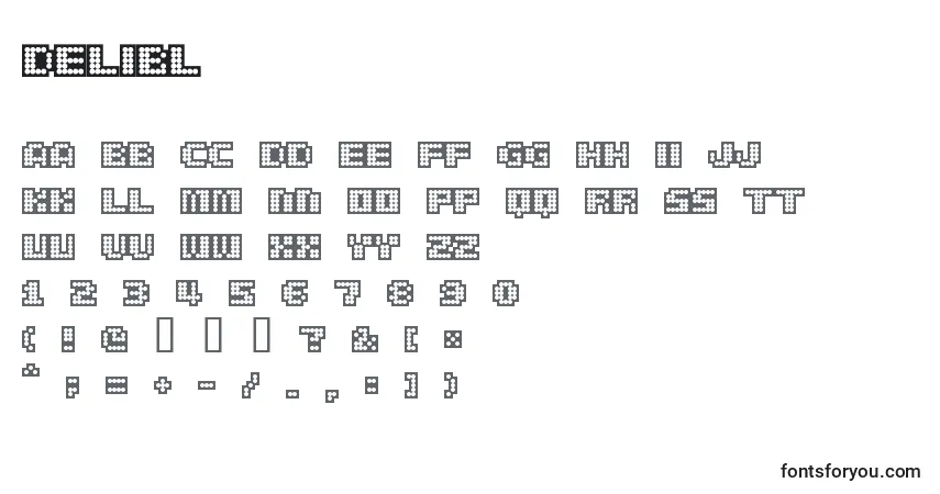 A fonte Delibl – alfabeto, números, caracteres especiais