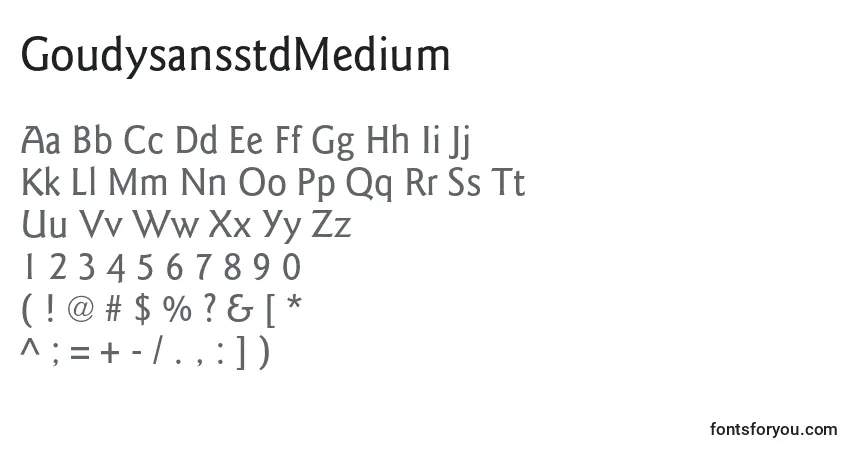 A fonte GoudysansstdMedium – alfabeto, números, caracteres especiais