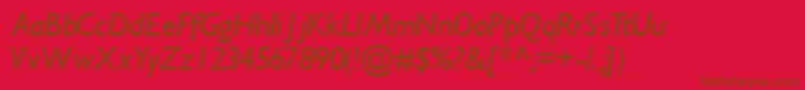 GimletsskItalic-Schriftart – Braune Schriften auf rotem Hintergrund