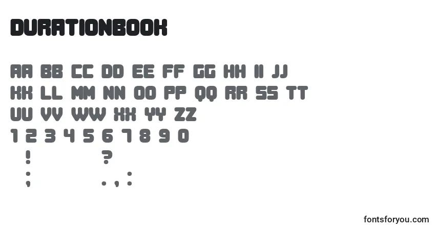 Czcionka DurationBook – alfabet, cyfry, specjalne znaki