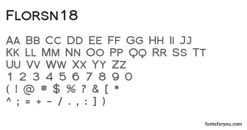 A fonte Florsn18 – alfabeto, números, caracteres especiais