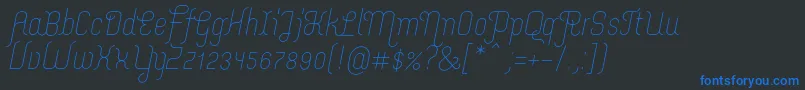 フォントMerijntjeLightitalic – 黒い背景に青い文字