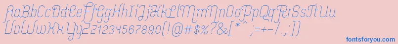 Fonte MerijntjeLightitalic – fontes azuis em um fundo rosa