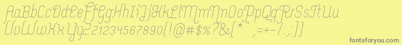 フォントMerijntjeLightitalic – 黄色の背景に灰色の文字