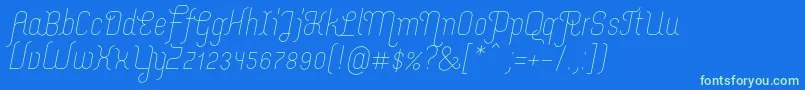 Fonte MerijntjeLightitalic – fontes verdes em um fundo azul