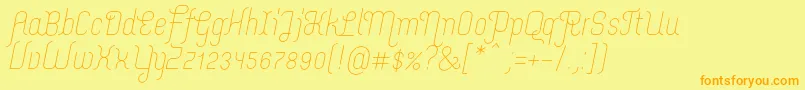 Fonte MerijntjeLightitalic – fontes laranjas em um fundo amarelo