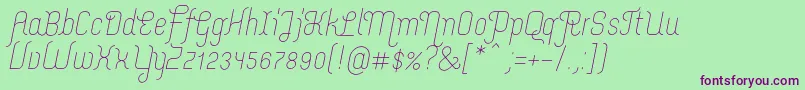 Шрифт MerijntjeLightitalic – фиолетовые шрифты на зелёном фоне