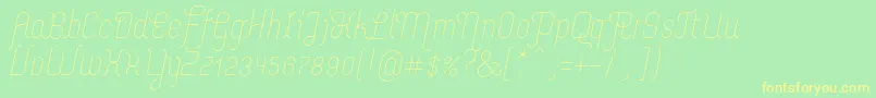 フォントMerijntjeLightitalic – 黄色の文字が緑の背景にあります