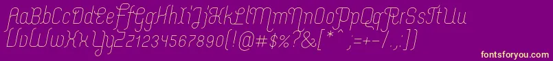 Fonte MerijntjeLightitalic – fontes amarelas em um fundo roxo