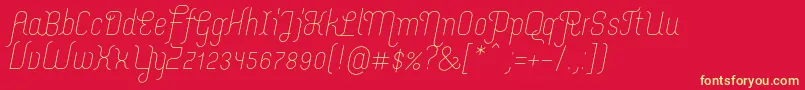 Fonte MerijntjeLightitalic – fontes amarelas em um fundo vermelho