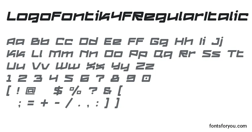 Шрифт Logofontik4fRegularItalic (114181) – алфавит, цифры, специальные символы