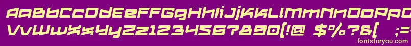 Шрифт Logofontik4fRegularItalic – жёлтые шрифты на фиолетовом фоне