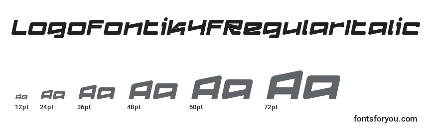 Tamaños de fuente Logofontik4fRegularItalic (114181)