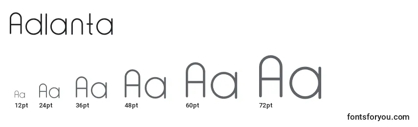 Размеры шрифта Adlanta