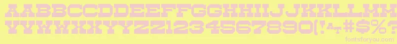 Whistlestop-fontti – vaaleanpunaiset fontit keltaisella taustalla