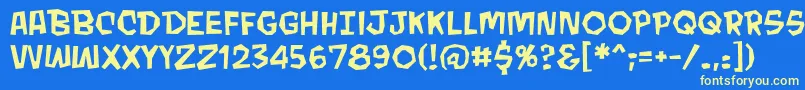 フォントMondobeyondobbReg – 黄色の文字、青い背景