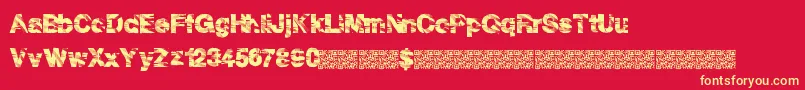 Discoparty-Schriftart – Gelbe Schriften auf rotem Hintergrund
