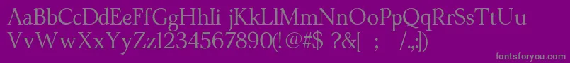 Moderataserif-fontti – harmaat kirjasimet violetilla taustalla