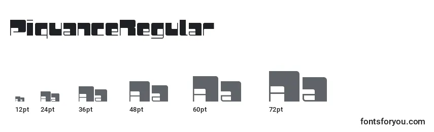 PiquanceRegular Font Sizes